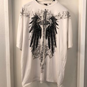 T-shirt Black Velvet silver grey metallic graphic